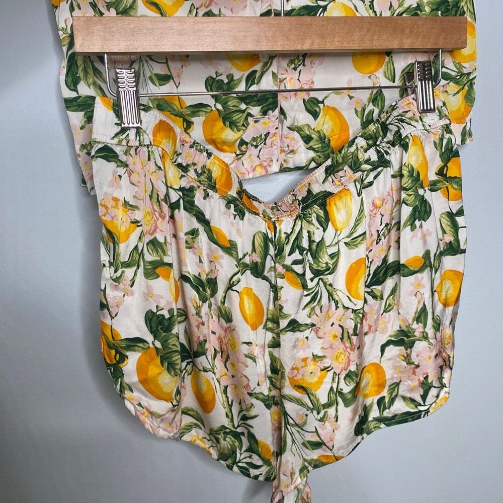 Anthropologie Lemon Print Short Sleeve Pajama Set M - Picture 7 of 7